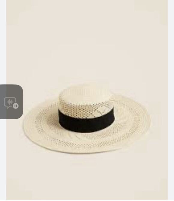 J CREW Wide brim boater straw hat with ribbon main image 3